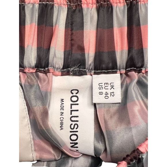 Collusion Pink Plaid Elastic Waist Short Size 8 - Picture 5 of 6